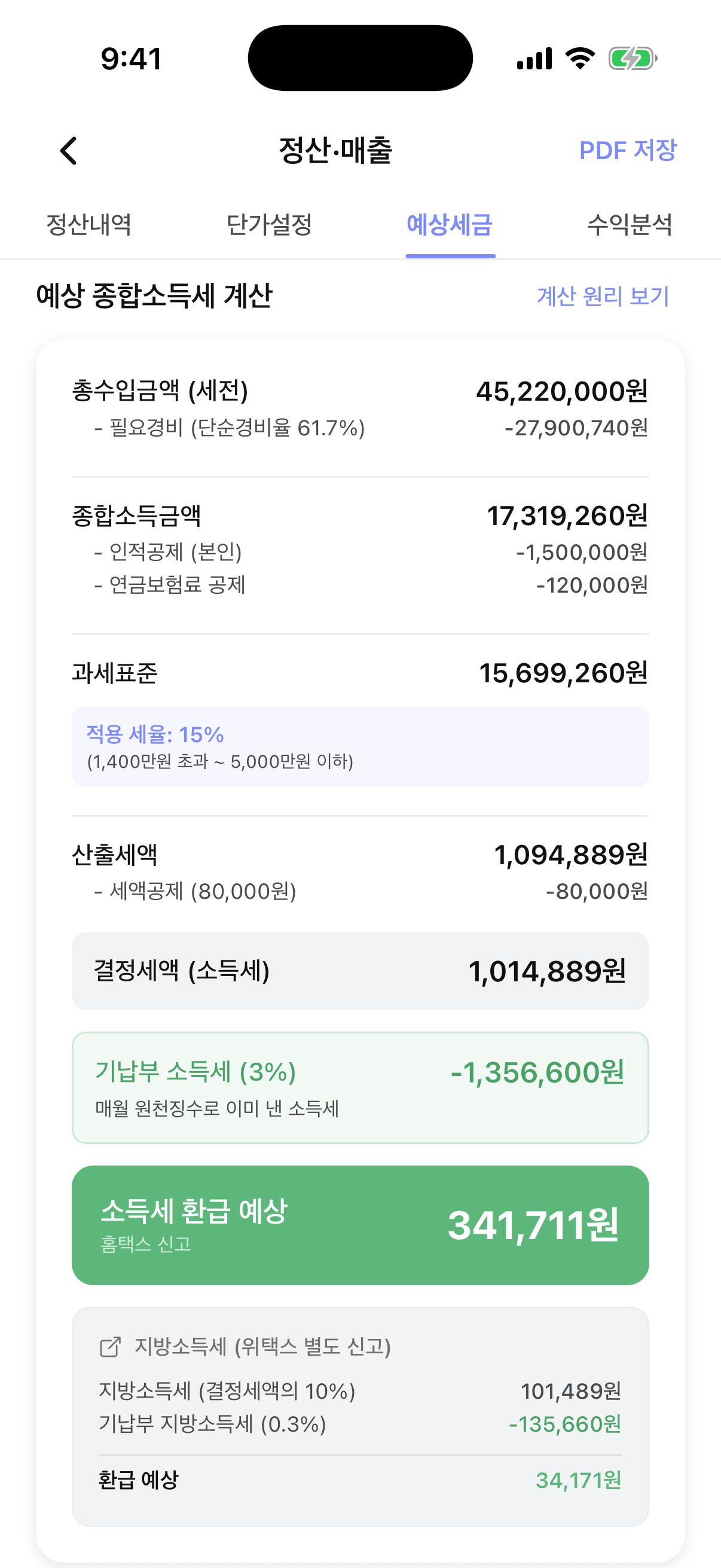 워니노트 예상 종합소득세